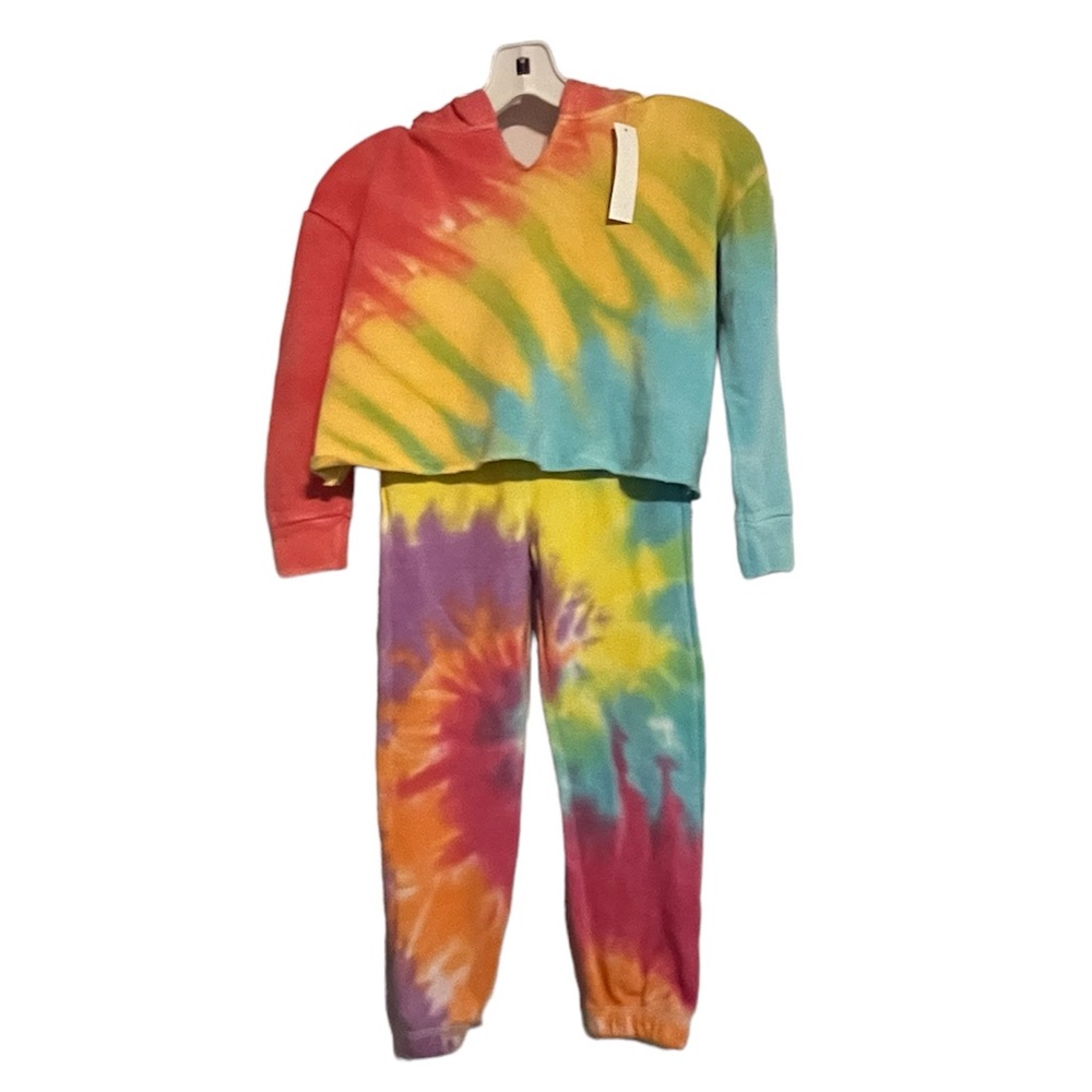 Girls tie dye cropped sweatshirt and sweatpants. Size S